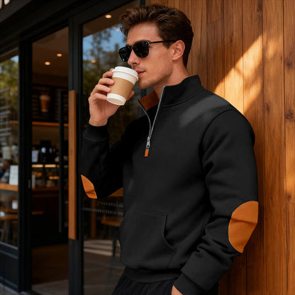 Sportlicher Herren Pullover Stehkragen Reißverschluss Modern