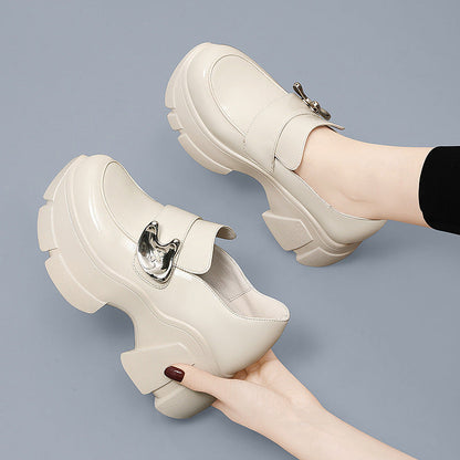 Damen Plateau Schuhe Hoch mit Schnalle Modern