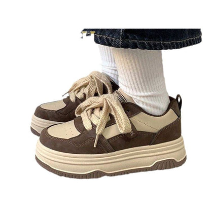 Damen Sneaker Plateau Schuhe Modisch Einzigartig Schnüren