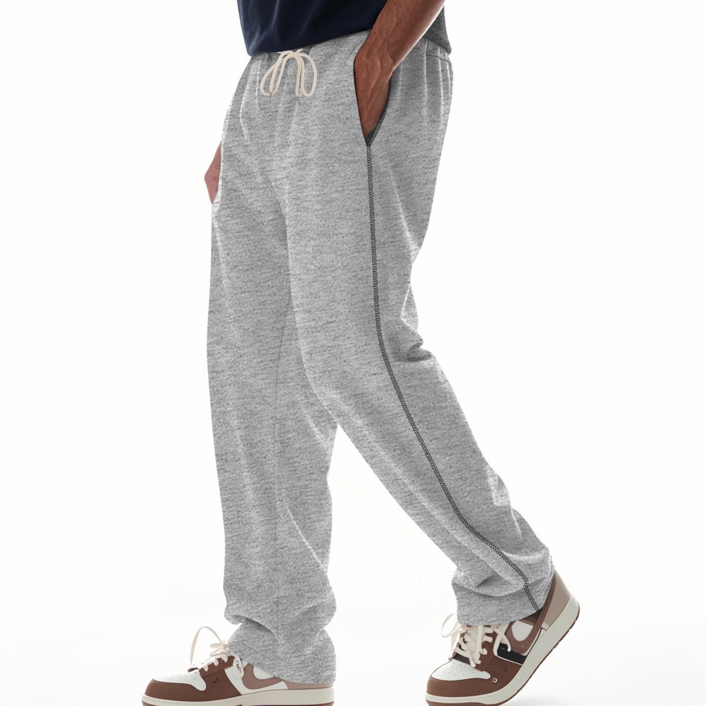 Herren Sportyhose Freizeithose Mit Kontrastnähten Kordelzug