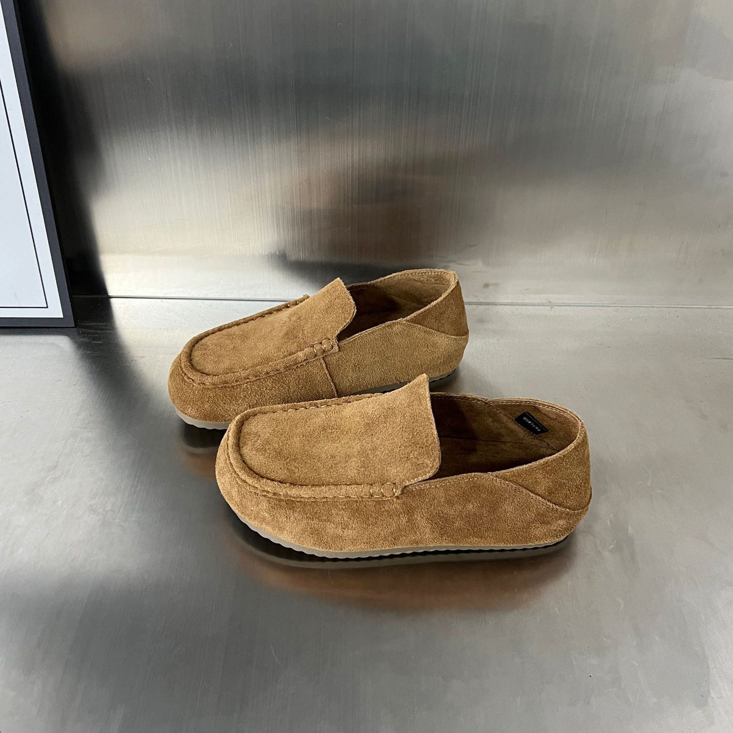 Damen Mokassins Wildleder Bequem Elastisch Komfortschuhe