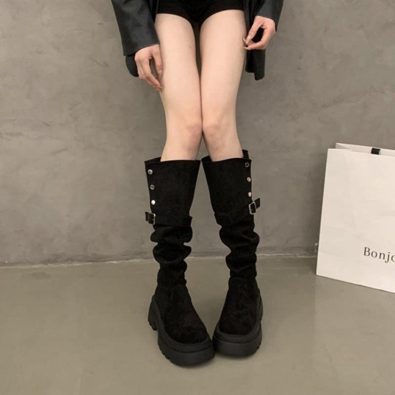 Damen Overknee Stiefel Elegante Schnürung Hochwertig