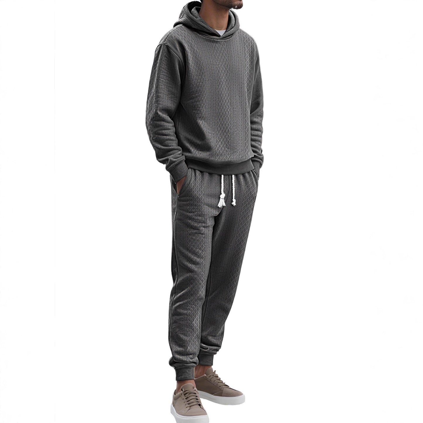Herren Hoodie Anzug Bequem Elegant Waffelstruktur