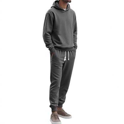 Herren Hoodie Anzug Bequem Elegant Waffelstruktur