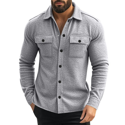 Herren Jacke Overhemd mit Taschen Strukturiert Modern