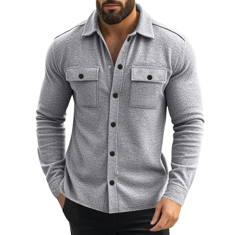 Herren Flanelljacke Lässig mit Brusttaschen und Knopfverschluss