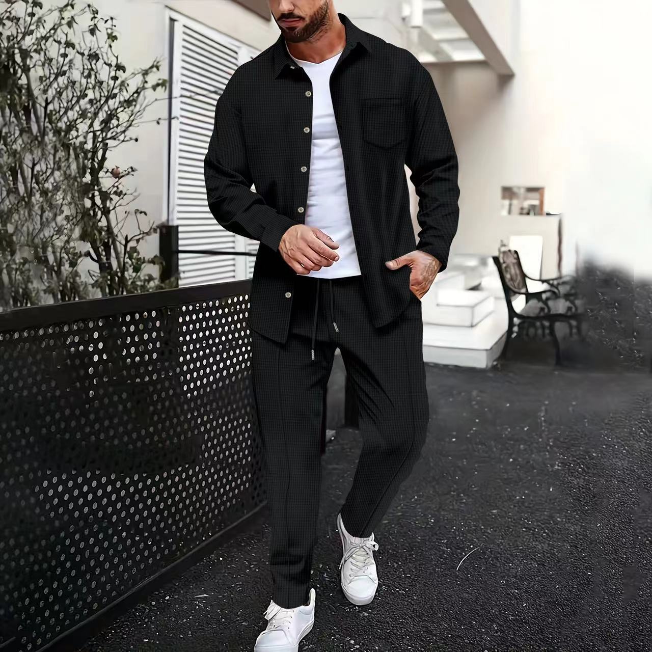 Herren Freizeit-Set mit geripptem Design Modern Stil