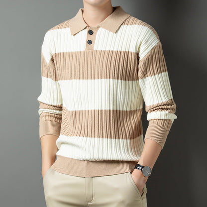 Herren Pullover Strukturiert Polokragen Modern Glamour