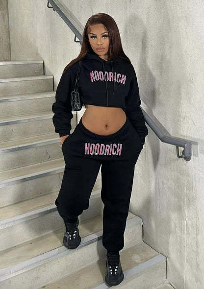 Herren Sport-Outfit Hoodie Jogginghose Set mit Schriftzug