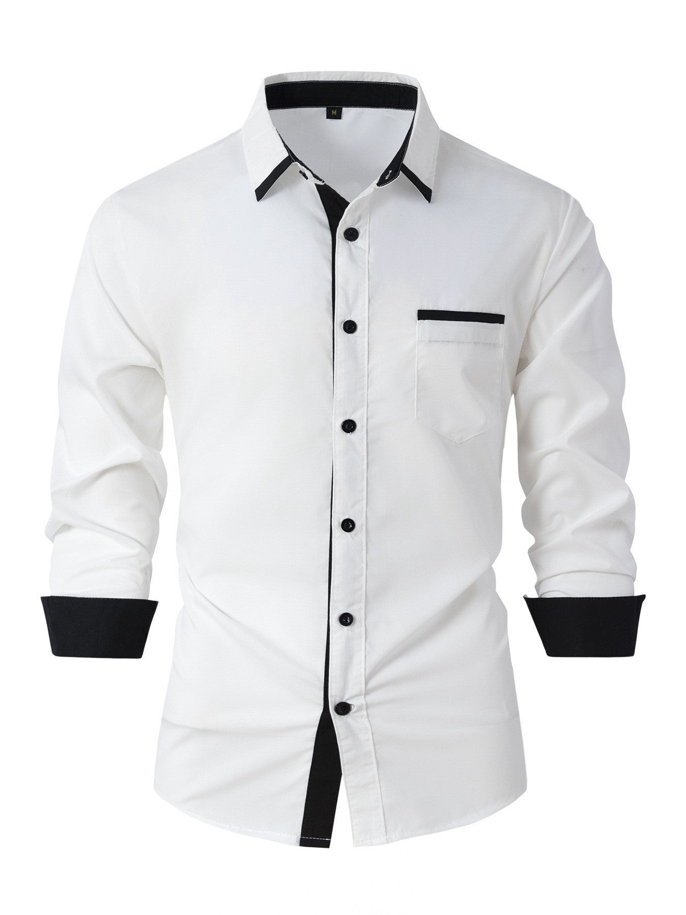 Herren Langarmhemd Modern Kontrastkragen Elegantes Design