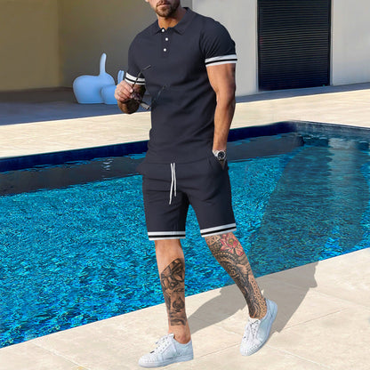 Herren Sportset Poloshirt Shorts Modern Sommer