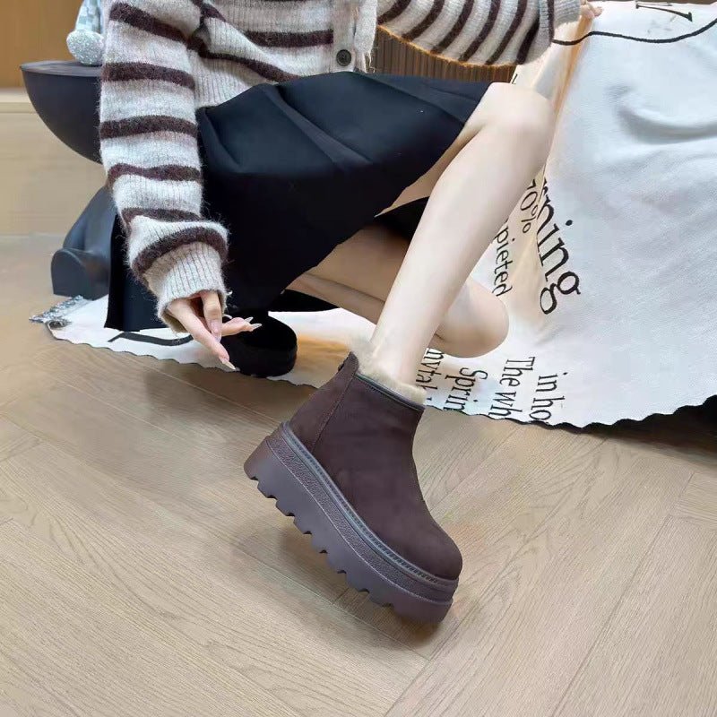 Damen Plateauschuhe Hoch Chunky Bequem Schwarz