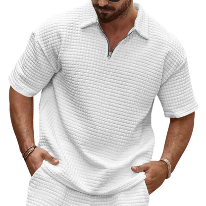 Herren T-Shirt Kurzarm Strukturiert Moderner Kragen