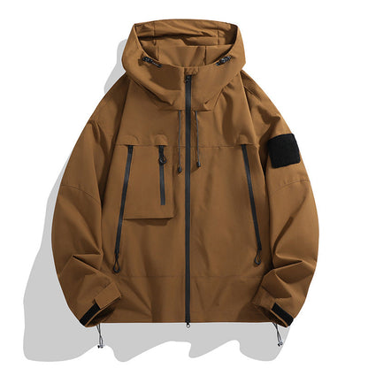 Herren Outdoorjacke Wasserdicht Verstellbare Kapuze Praktisch