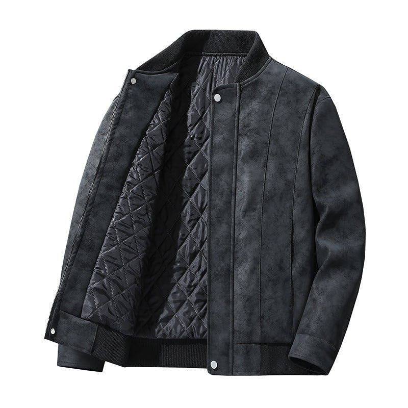Herren Lederjacke Modisch mit Innenfutter Schwarz