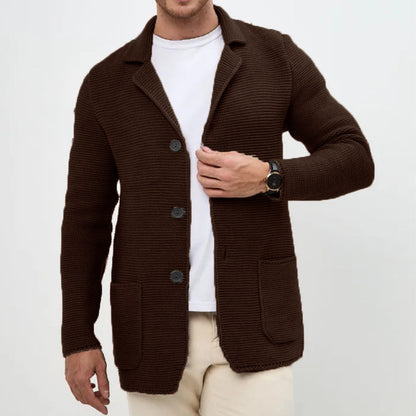 Herren Strickjacke Warm mit Schalkragen und Taschen