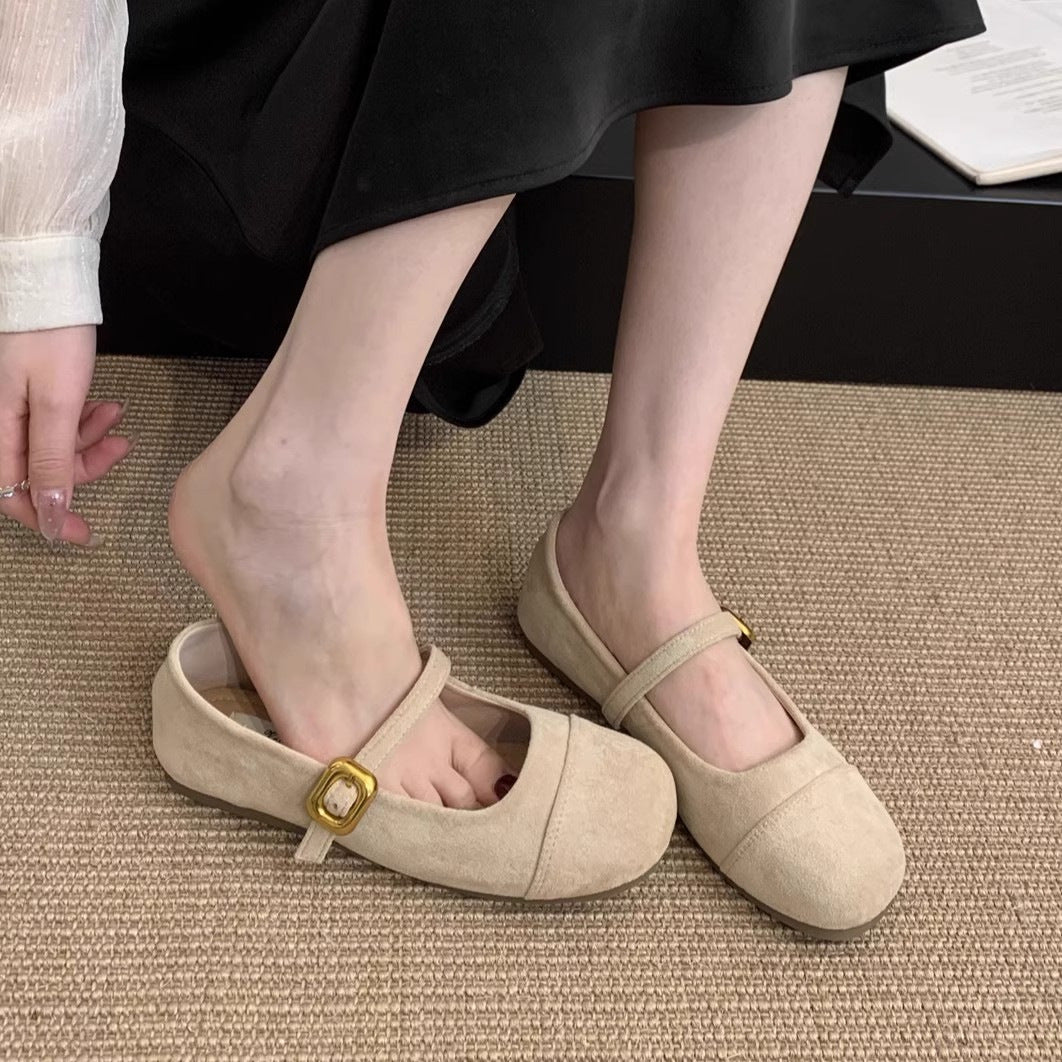 Damen Ballerinas mit verstellbarem Riemen und Wildlederoberteil Elegant