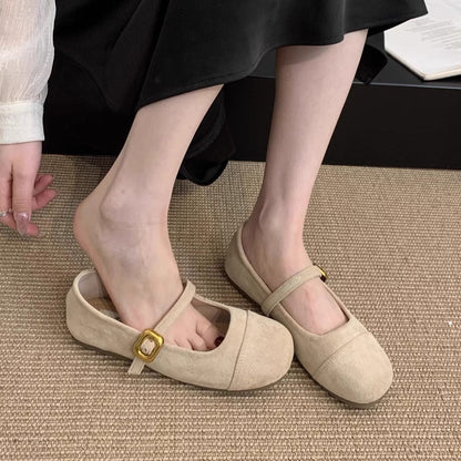Damen Ballerinas mit verstellbarem Riemen und Wildlederoberteil Elegant