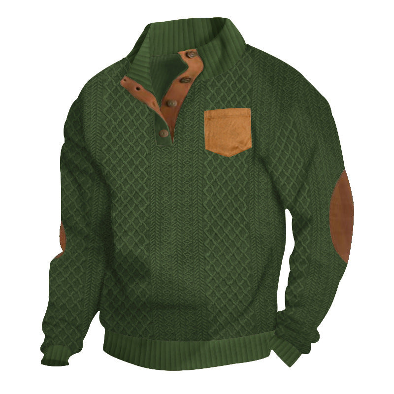 Herren Pullover Strick Modern mit Leder Details