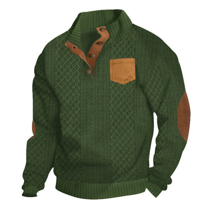 Herren Pullover Strick Modern mit Leder Details