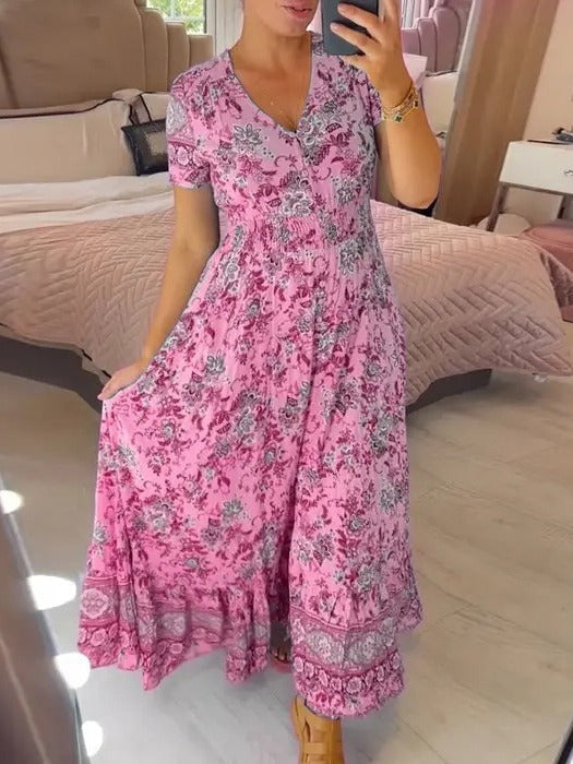 BerlinGlamour bedrucktes Strandkleid mit V-Ausschnitt