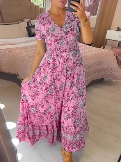 BerlinGlamour bedrucktes Strandkleid mit V-Ausschnitt