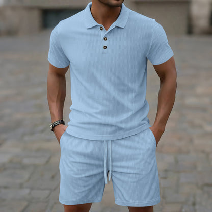 Herren Poloshirt Set mit Stretch Shorts Sportlich Modern