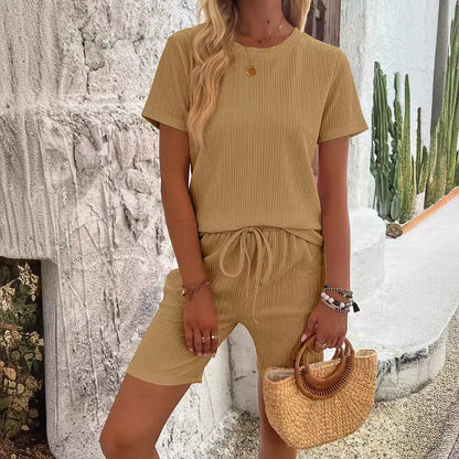 Damen Shorts Set Bequem Elastisch Strukturiert