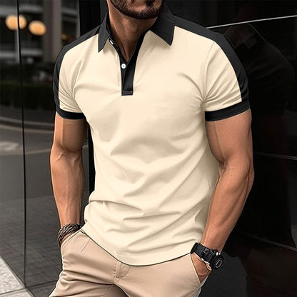 Herren Poloshirt Modern Slim Fit Kontrast Ärmel