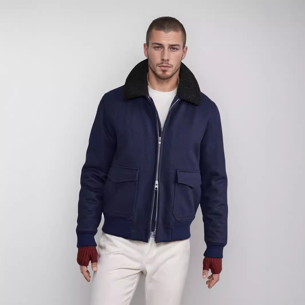 Herren Bomberjacke Warm Teddykragen Modern - BerlinGlamour