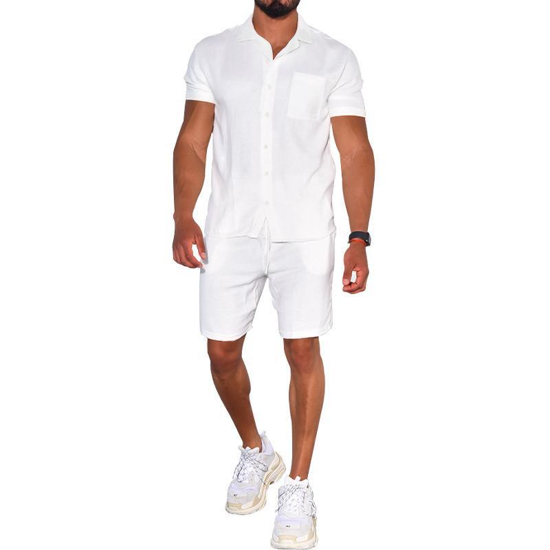 Herren Freizeit-Set Kurzarm Hemd Shorts Modern