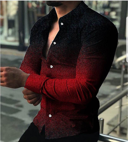 Herren Langarmhemd Farbverlauf Modern Edel Look