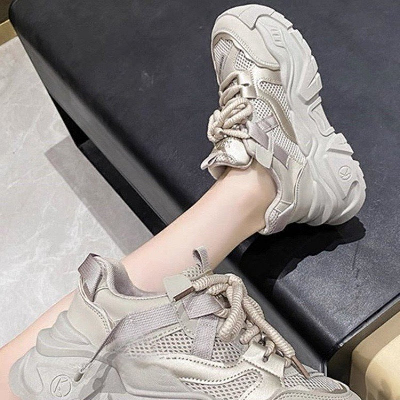 Damen Sneaker Chunky Mesh Atmungsaktiv Stabile Sohle - BerlinGlamour