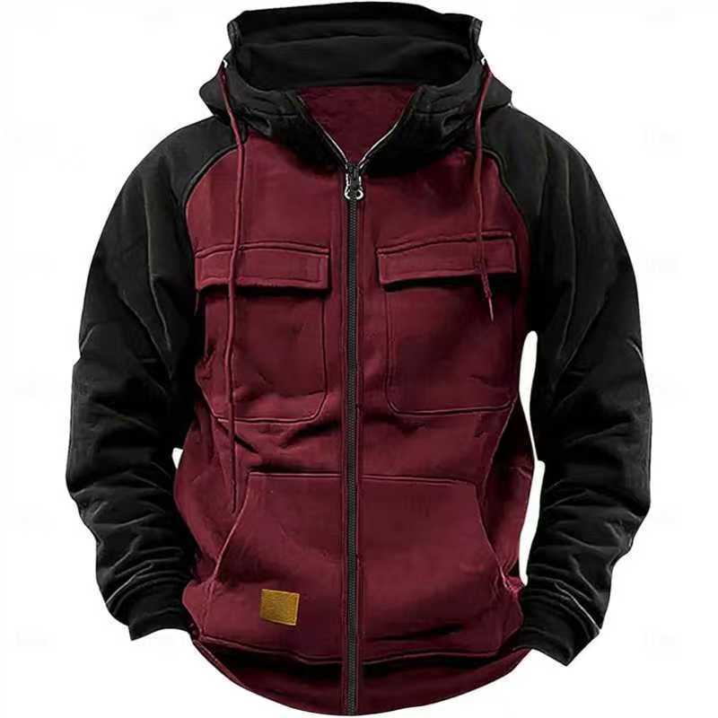 Herren Fleecejacke Kapuze Taschen Outdoor Warm - BerlinGlamour