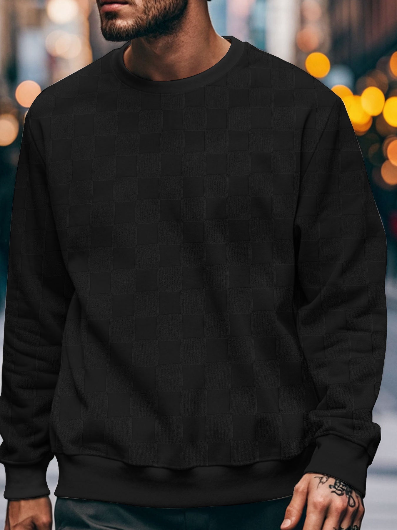 Herren Sweatshirt Modern Strukturdessin GrauUrban