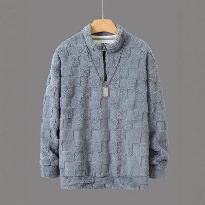 Herren Fleece-Pullover Reißverschluss Strukturiert Warm