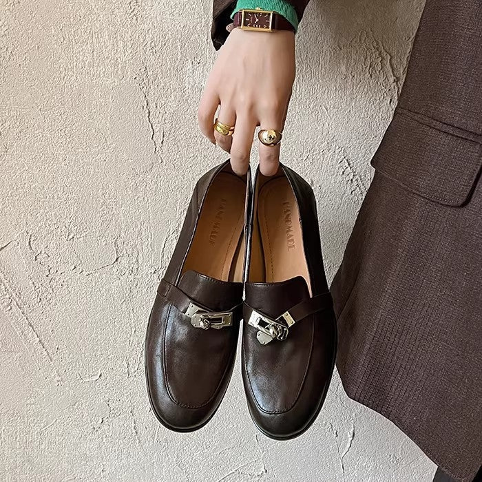 Damen Mokassins Elegante Schnalle Luxus Design