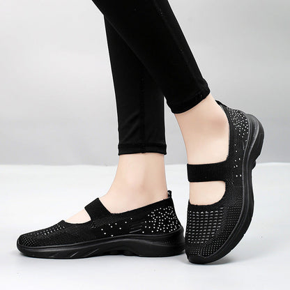Damen Sneaker Bequem Slip On mit Riemen Polster