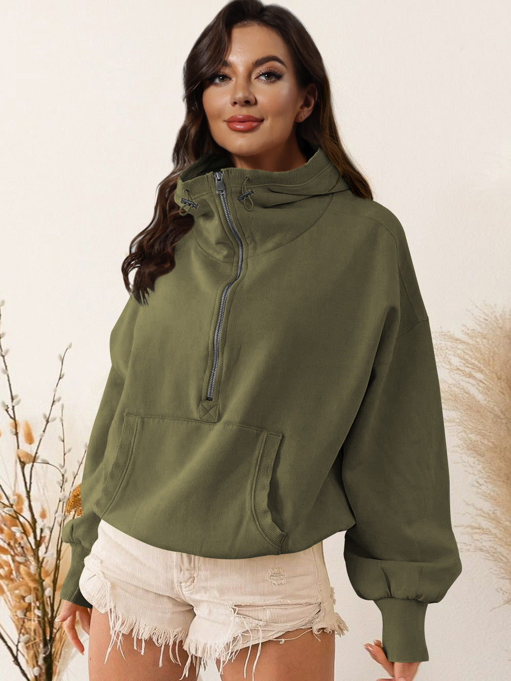 Damen Sportpullover Kapuzenpulli Funktionsjacke Mit Taschen