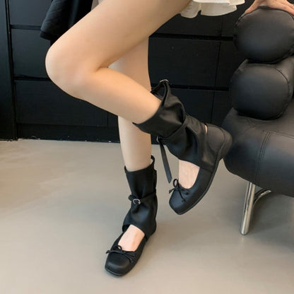 Damen Ballerinas Elastisch Schleifenakzent Modisch
