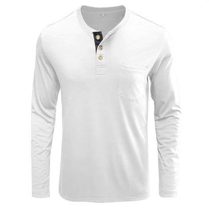 Herren Langarmshirt Knopfleiste Modern Elegant
