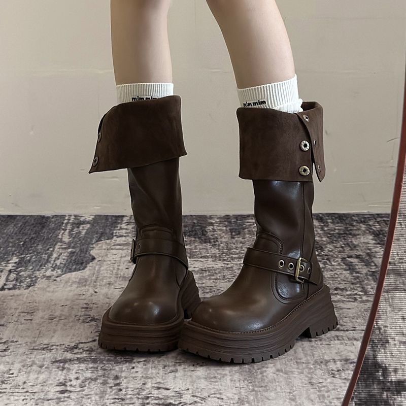 Damen Stiefel Robust Schnalle Riemen Verstellbar Winter
