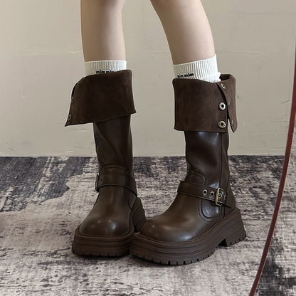Damen Stiefel Robust Schnalle Riemen Verstellbar Winter