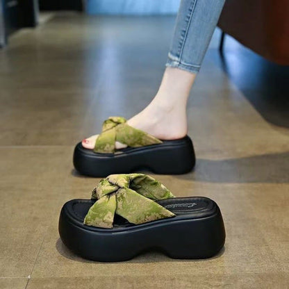 Damen Plateau-Sandalen Hochzeitsschuhe Elegant Schleife - BerlinGlamour