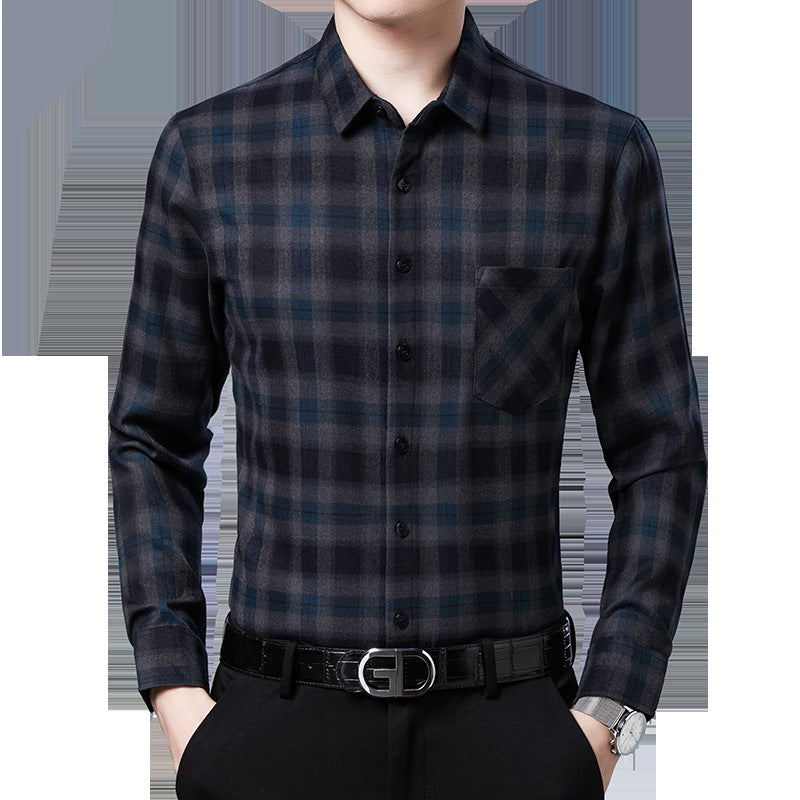 Herren Langarmhemd Kariert Modern Mit Brusttasche