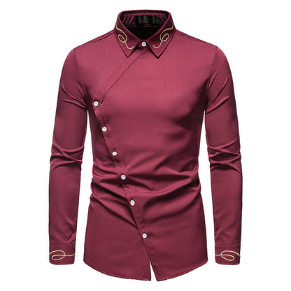 Herren Hemd Langarm Elegantes Asymmetrisch Knöpfe Modern