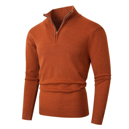 Herren Pullover Modern Halb-Reißverschluss Strick Rippenlook