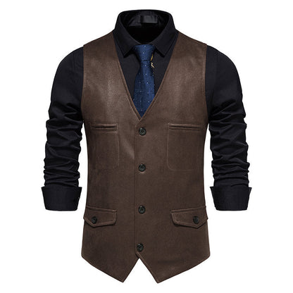 Lederweste Herren Elegant mit Taschen Schwarz Modern