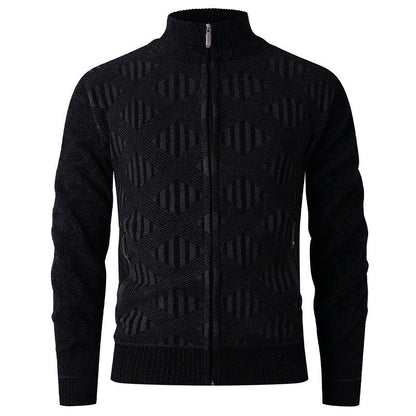 Herren Strickjacke Elegant Mit Stehkragen Modern