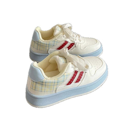 Damen Sneaker Karomuster Trendig Schuhe Frauen